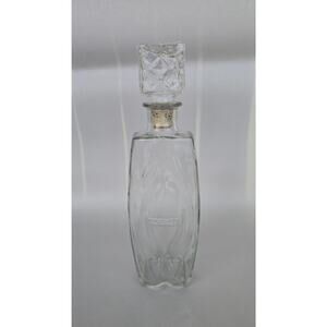 Vintage Schenley Whiskey Decanter Clear Glass Embossed Bottle Stopper Barware